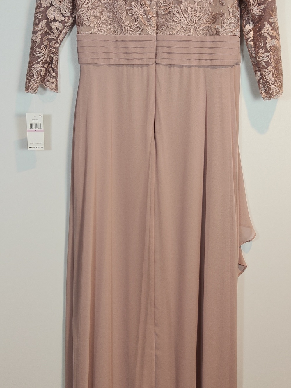 ALEX EVENINGS Womens Long Lace Top Dress with Empire Waist In Rose Size 6 - Picture 13 of 16